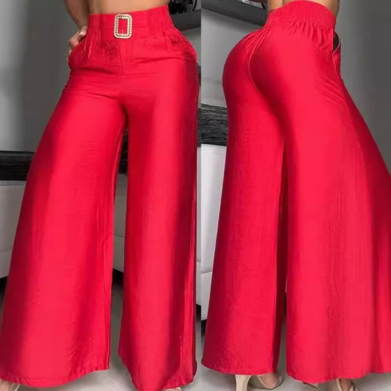 Damen Weit geschnittene Palazzo-Hose mit dekorativem Taillenbund R&B - Image 2