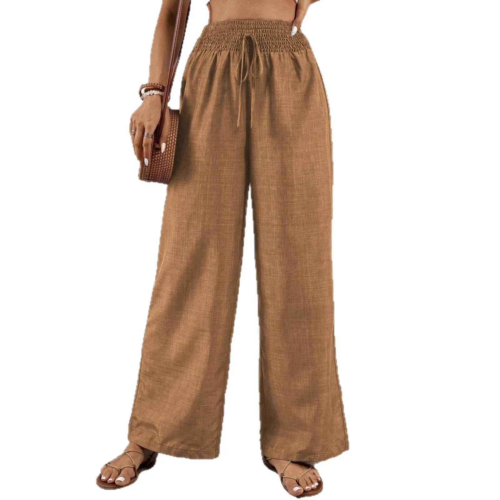 Damen weit geschnittene Sommerhose mit elastischem Bund und Kordelzug R&B - Image 5