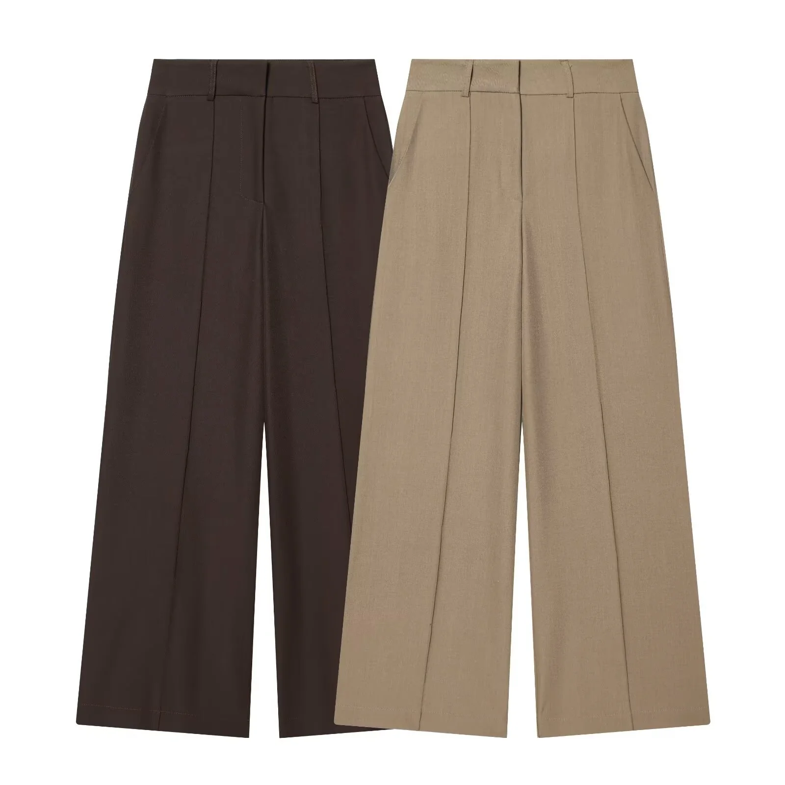 Damen weite Anzughose mit hoher Taille und Falten R&B - Image 5