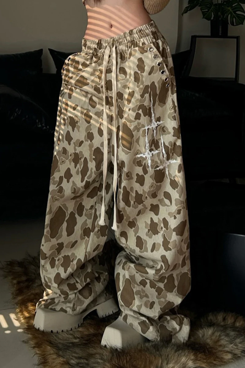 Damen weite Cargo-Hose mit animalischem Muster und elastischem Bund Heidi-Mode - Image 6