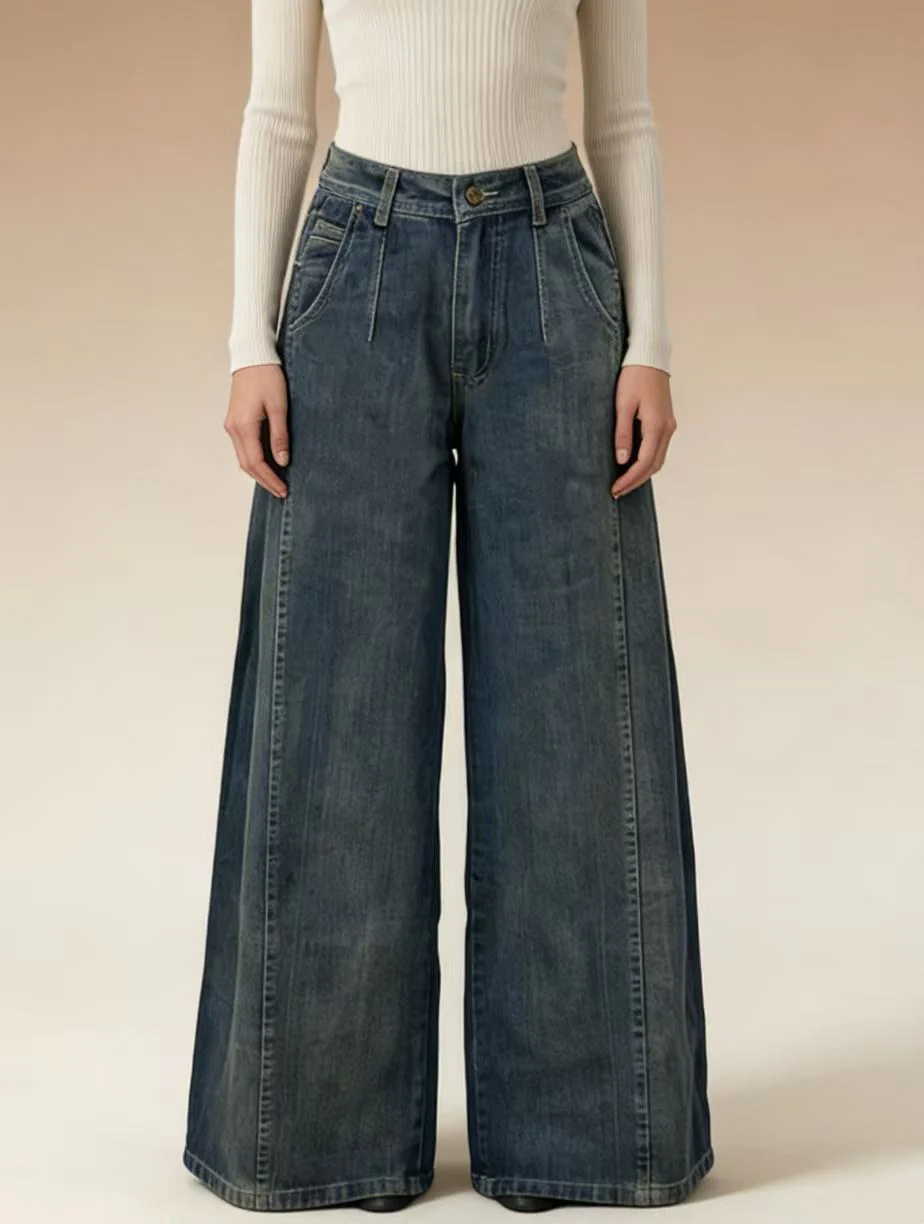 Damen weite Denim-Jeans mit hohem Bund und klassischem Schnitt R&B - Image 6