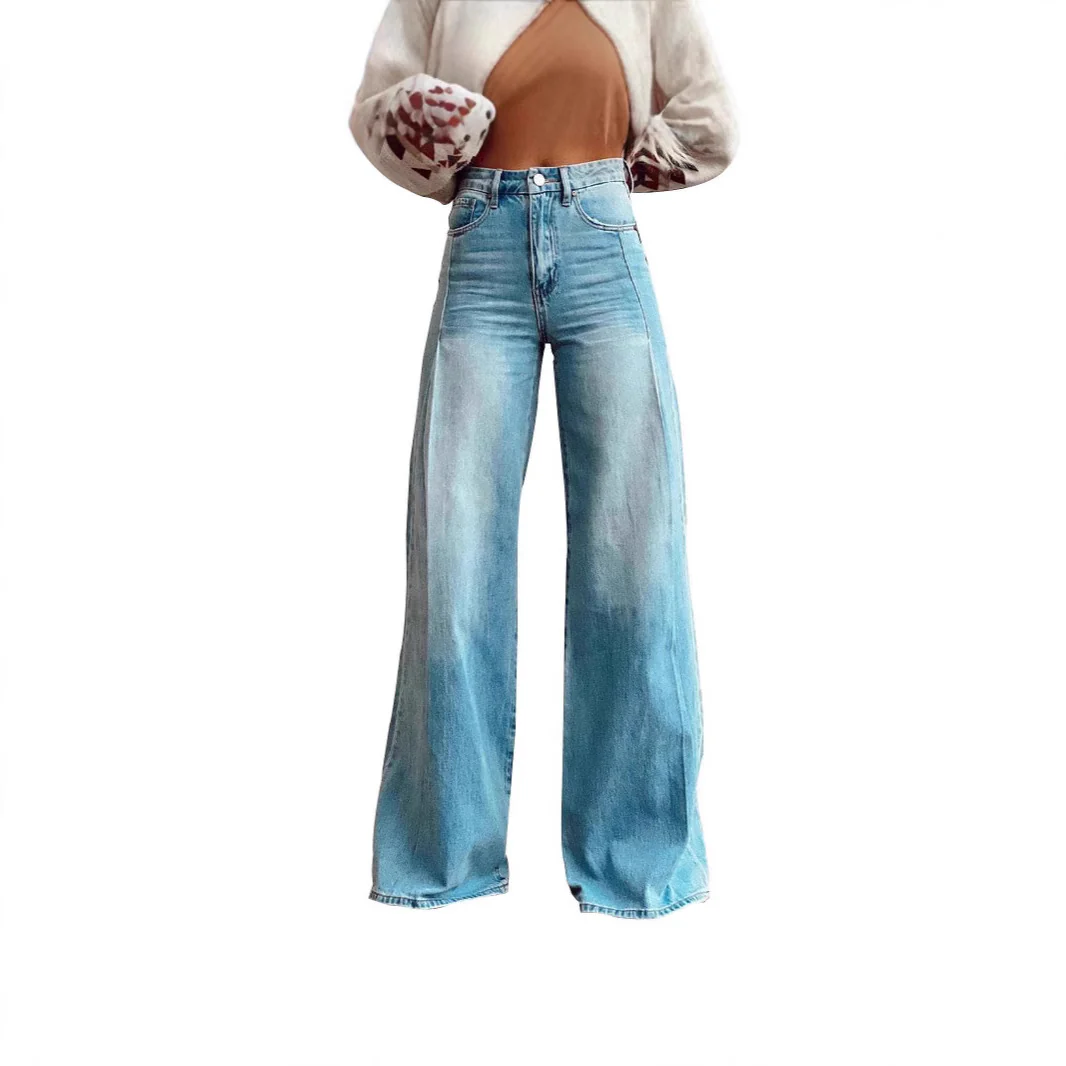 Damen Weite High-Waist Jeans im Urbanen Stil R&B