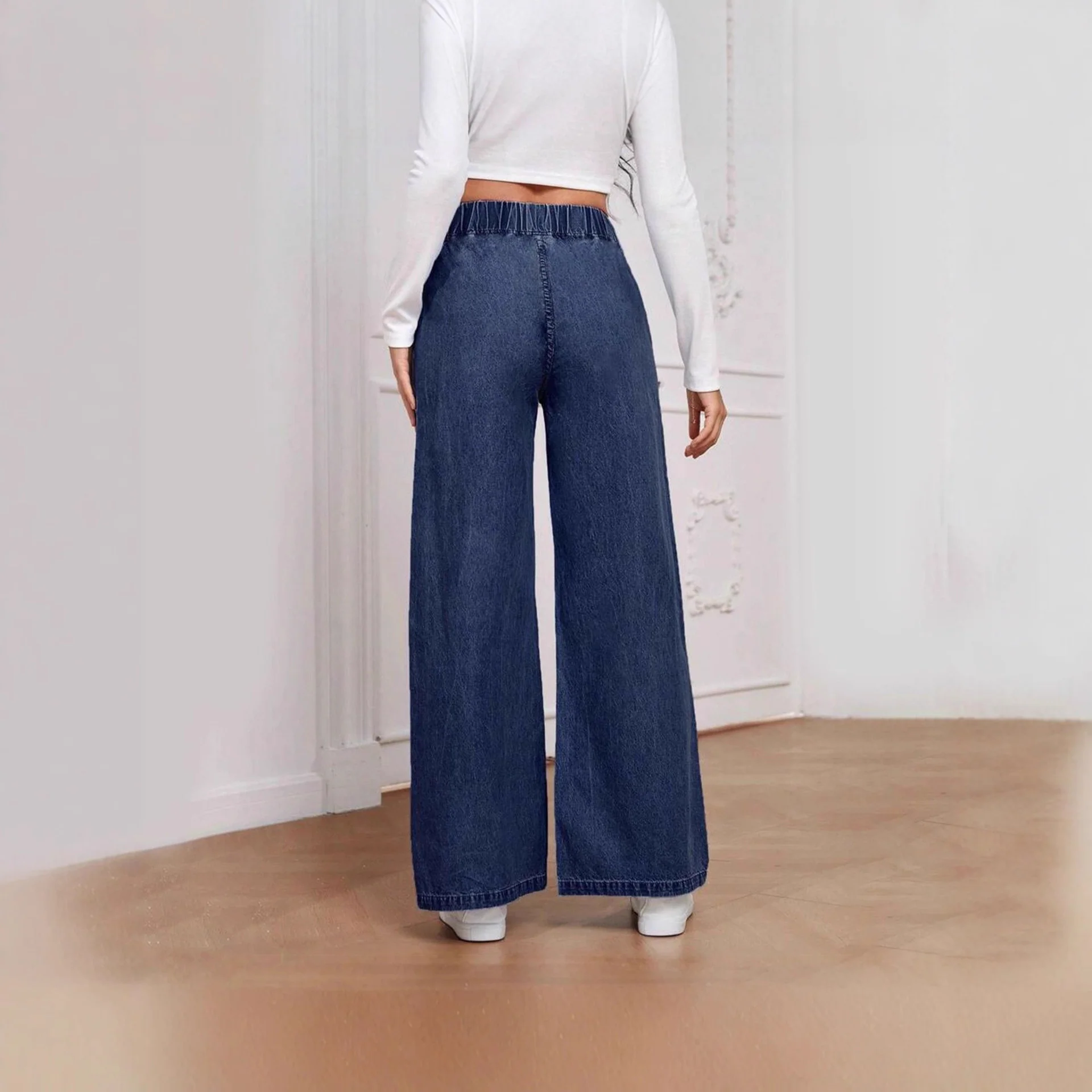 Damen weite High-Waist Jeans mit elastischem Bund und elegantem Schnitt R&B - Image 4
