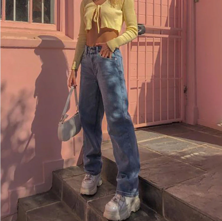 Damen weite High-Waist Jeans mit lässigem Schnitt und modischen Akzenten R&B - Image 6