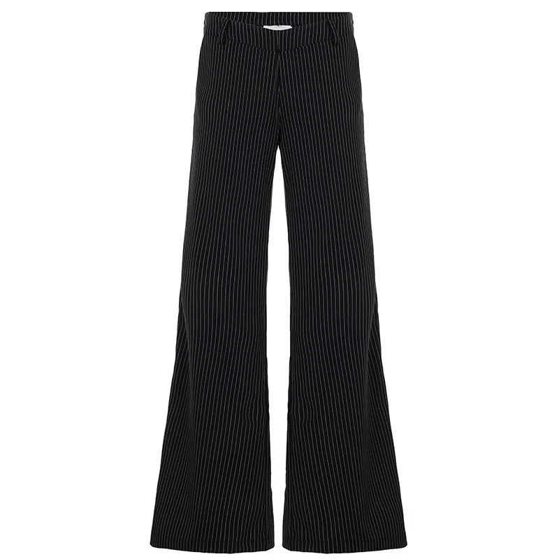 Damen weite Hochtaillierte Stoffhose mit Streifenmuster Heidi-Mode - Image 6
