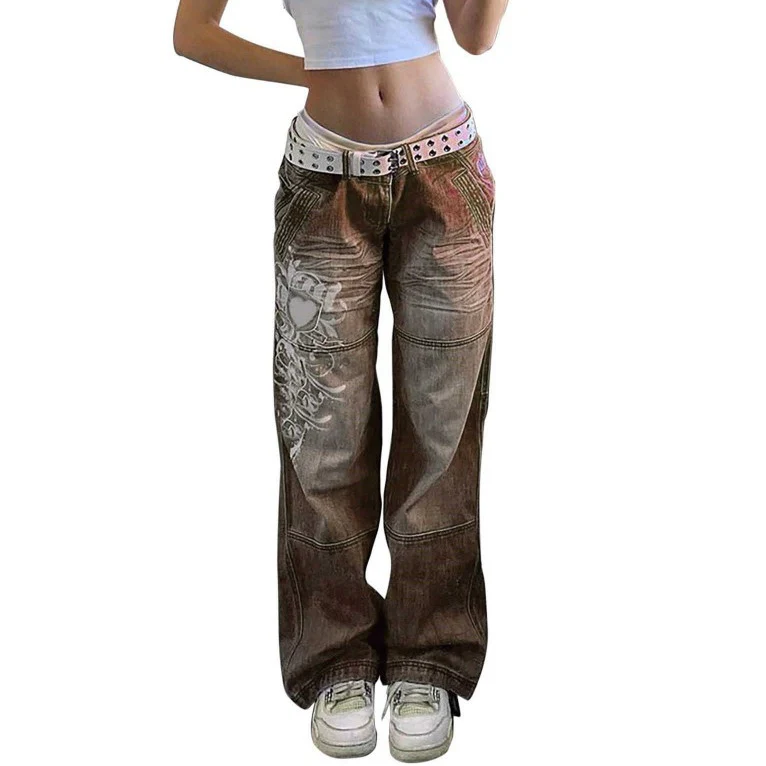 Damen weite Jeans mit einzigartigem grafischen Design R&B - Image 5