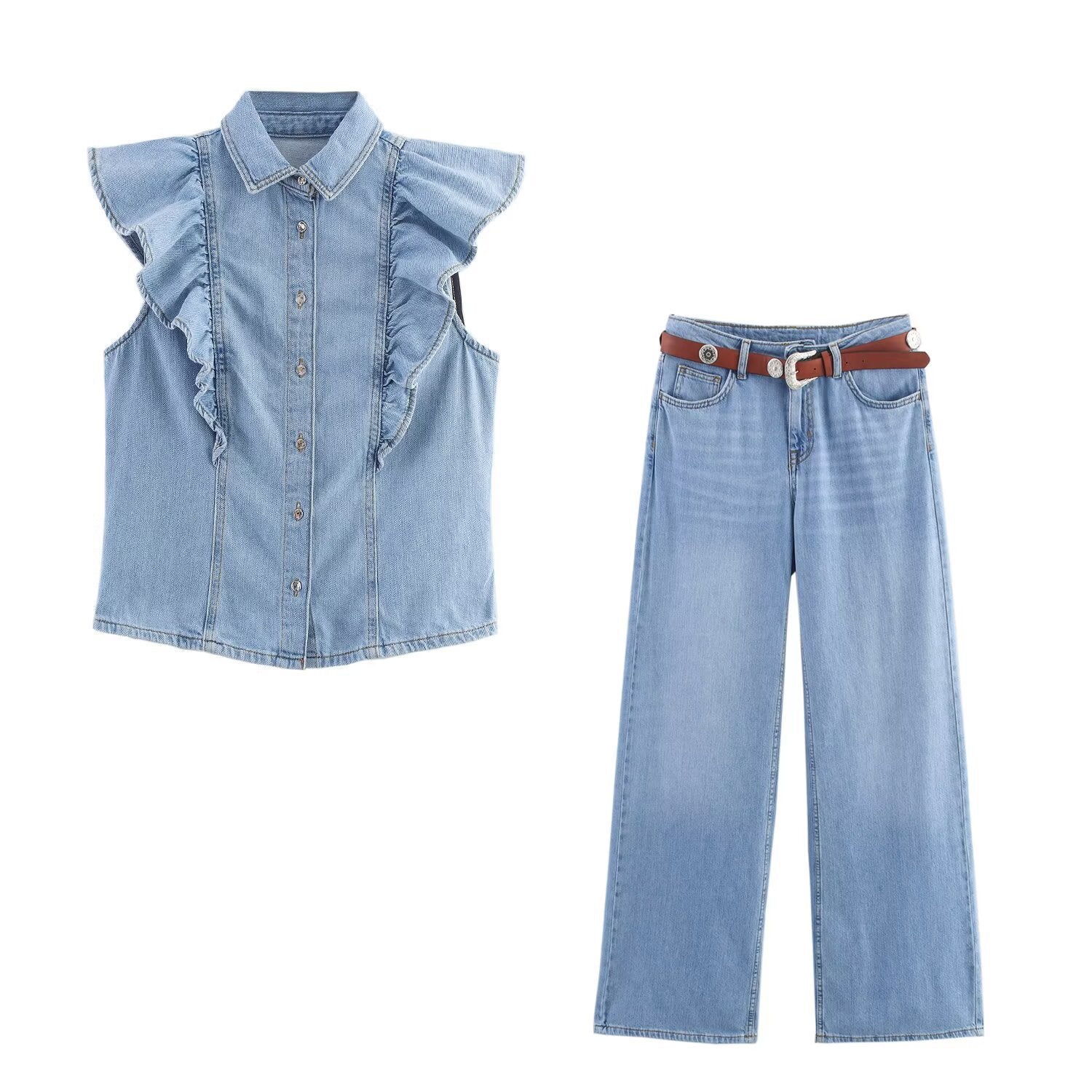 Damen Weite Jeans mit eleganter Gürtelapplikation R&B - Image 7