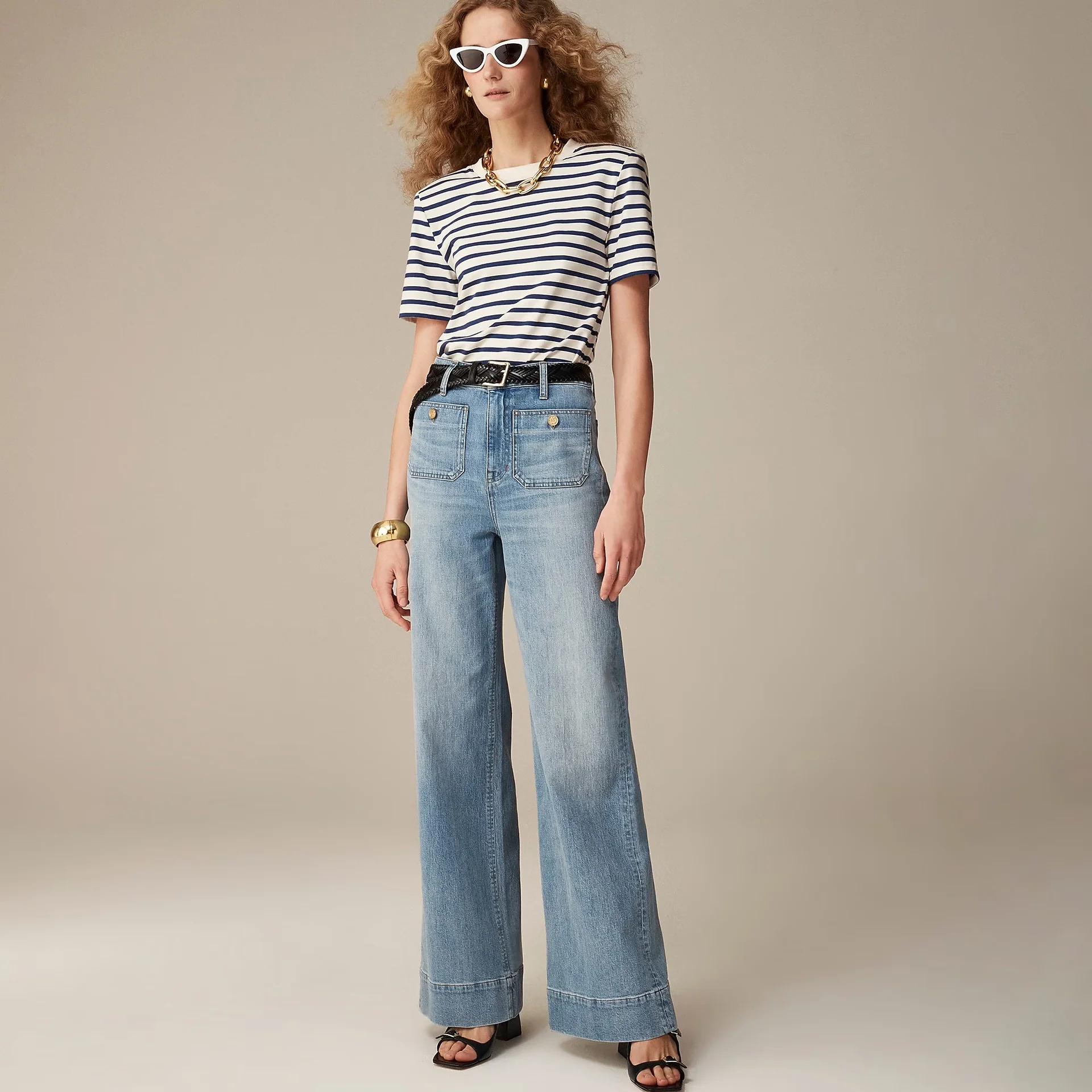 Damen Weite Komfortable Jeans mit hohen Bund R&B
