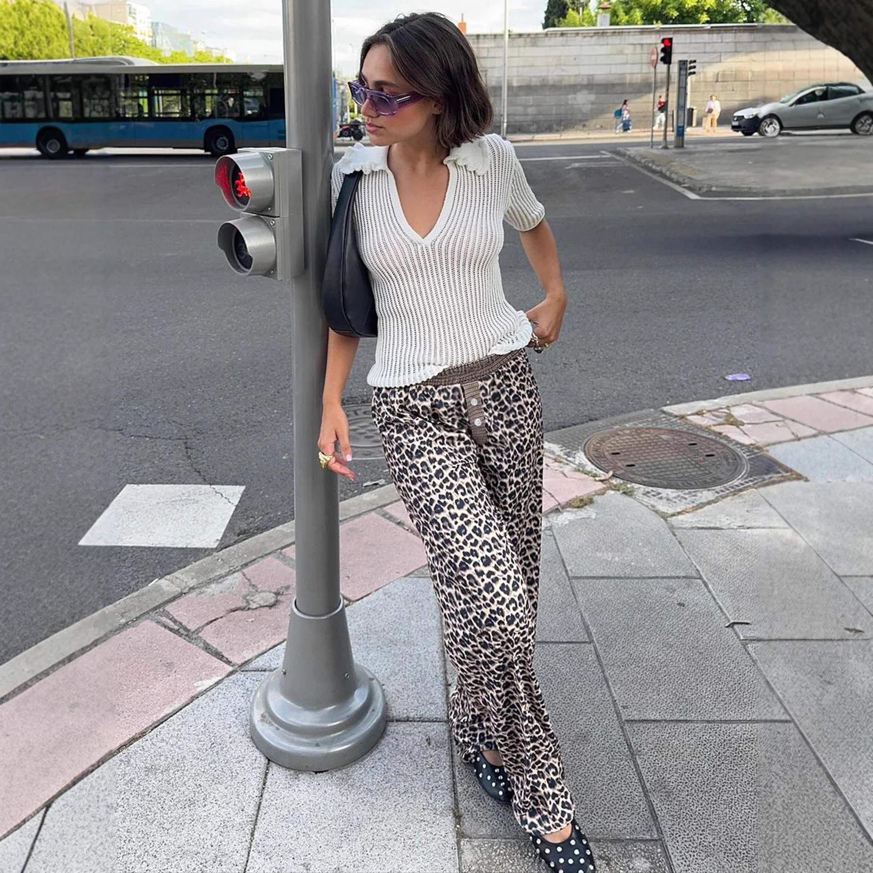 Damen weite Komforthose mit modischem Leopardenmuster R&B - Image 3