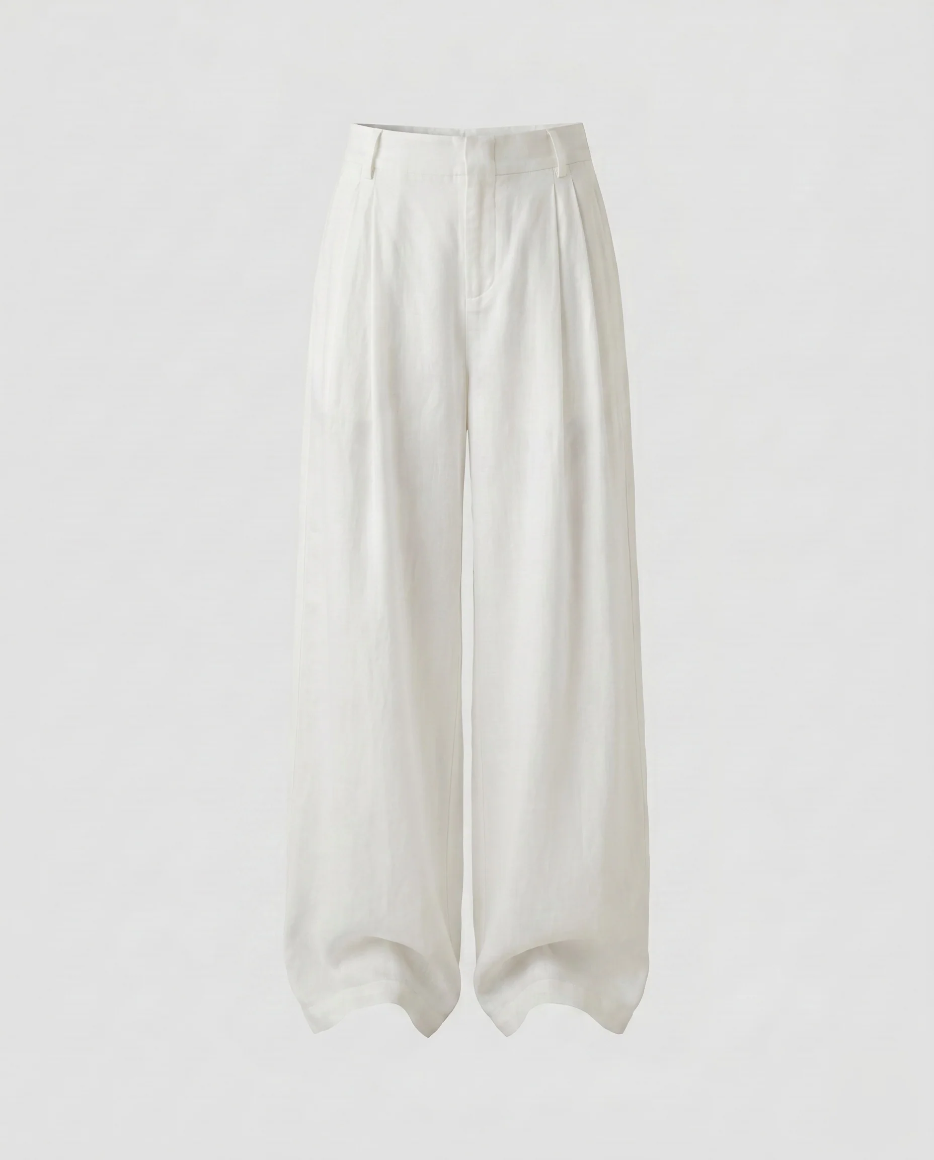 Damen weite Leinenhose mit Falten-Details und seitlichen Taschen - Image 6