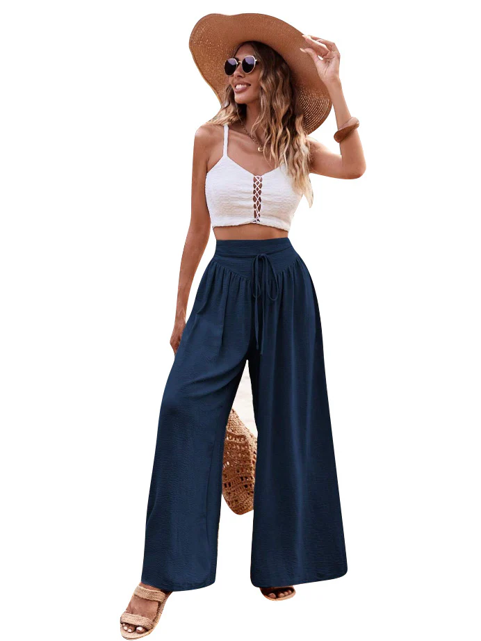Damen Weite Palazzo-Hose mit elastischem Bund und stylischem Kordelzug R&B - Image 8