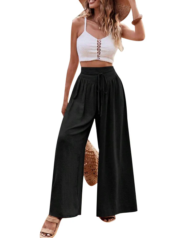 Damen Weite Palazzo-Hose mit elastischem Bund und stylischem Kordelzug R&B - Image 9