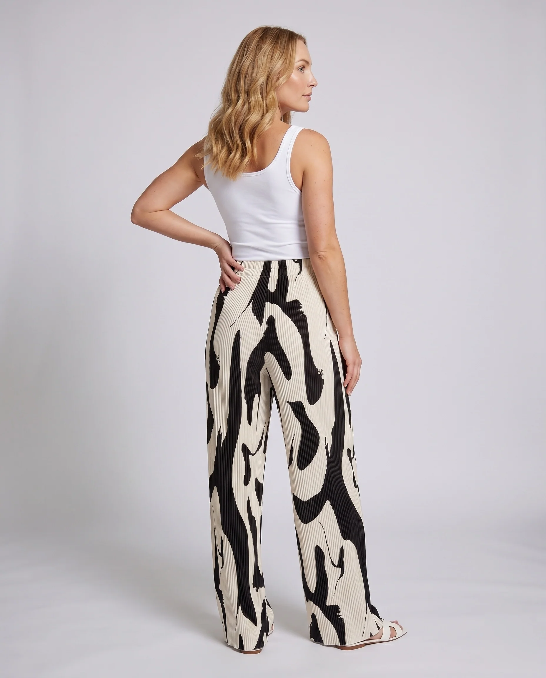 Damen Weite Palazzo-Hose mit modernem Grafikmuster R&B - Image 4