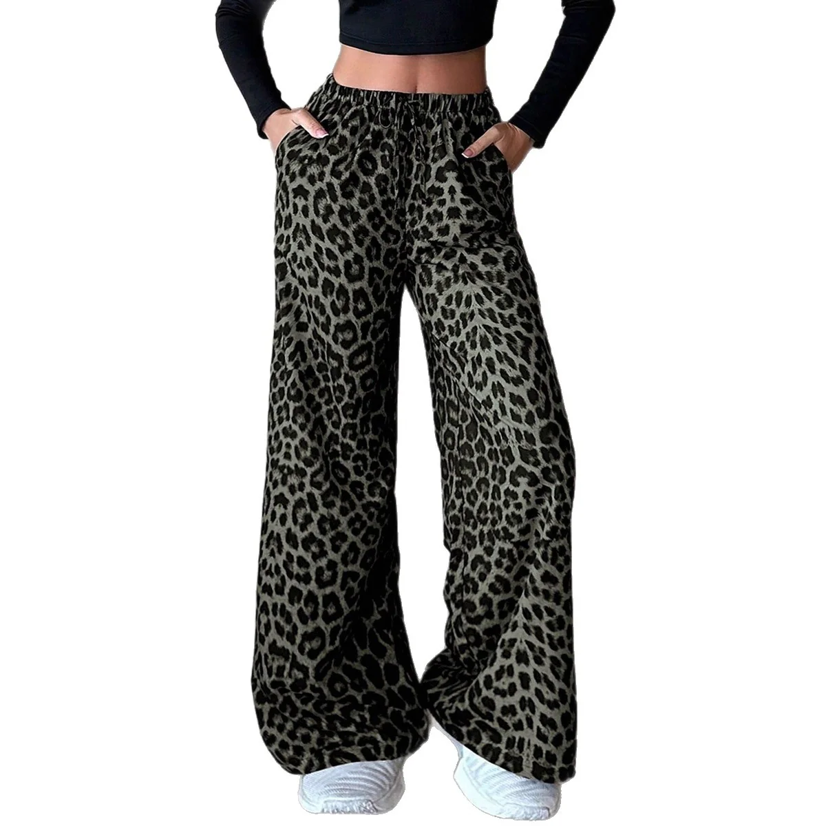 Damen Weite Palazzo-Hosen mit auffälligem Leopardenmuster R&B - Image 4