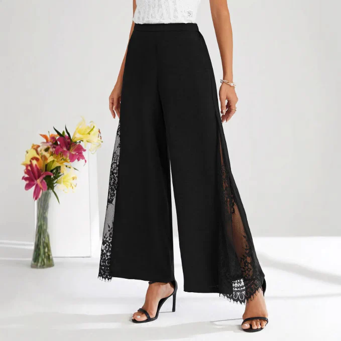 Damen Weite Spitze Palazzo-Hosen R&B