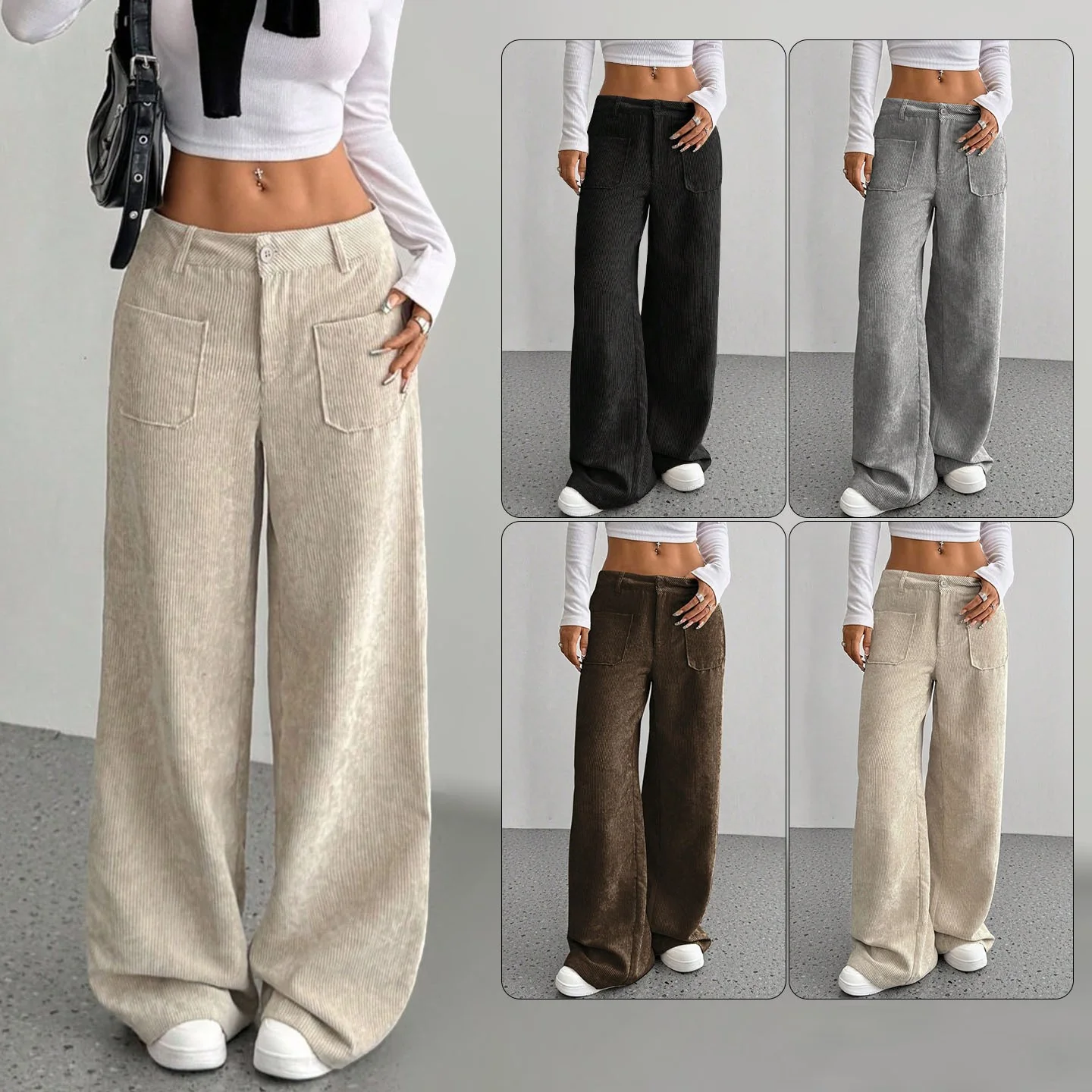Damen Weite und bequeme Cordhose mit Taschen R&B