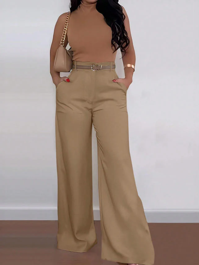 Damen Weitgeschnittene Elegante Anzughose mit Gürtel R&B - Image 8