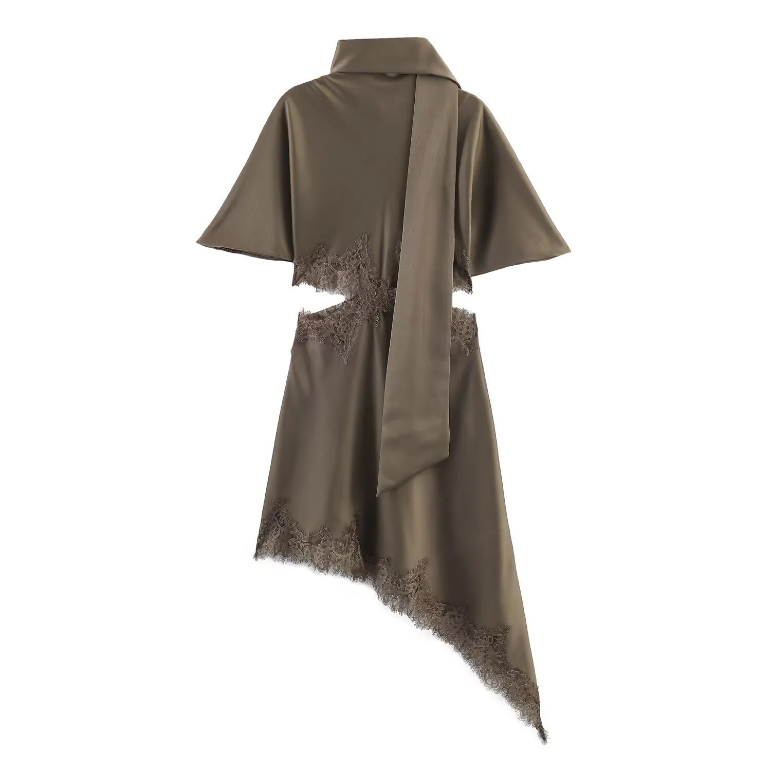 Damen Wickelkleid mit elegantem asymmetrischen Schnitt und zarter Spitzenverzierung R&B - Image 6