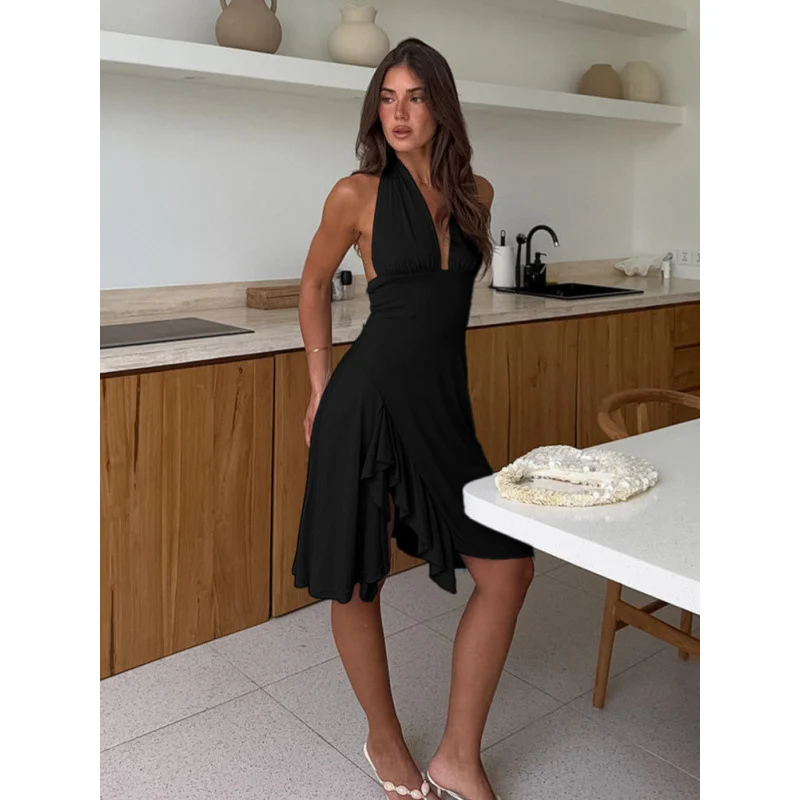 Damen Wickelkleid mit elegantem Halsausschnitt und asymmetrischem Saum R&B - Image 4