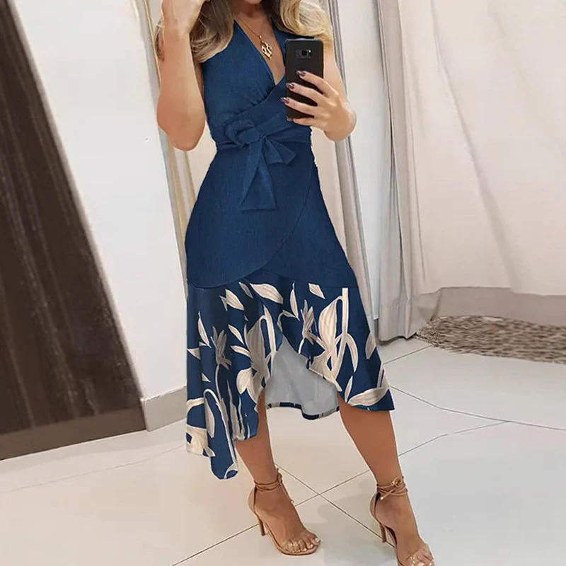 Damen Wickelkleid mit floralem Saum R&B - Image 2