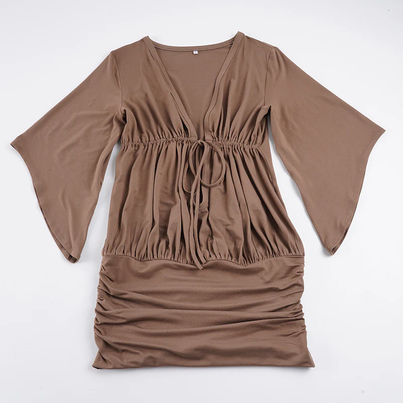 Damen Wickelkleid mit lässigem V-Ausschnitt und elastischem Taillenband R&B - Image 7