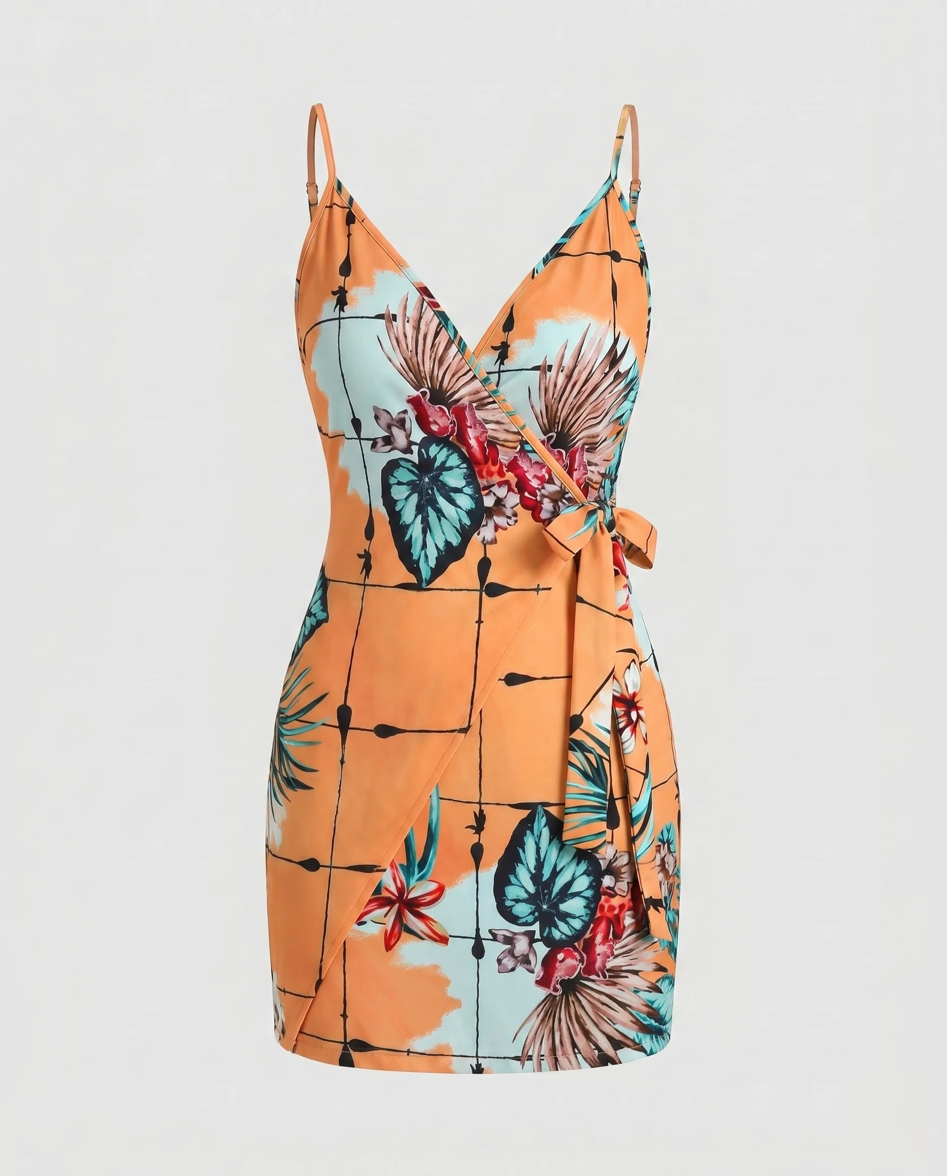 Damen Wickelkleid mit raffiniertem Blätterdruck und tailliertem Schnitt R&B - Image 6