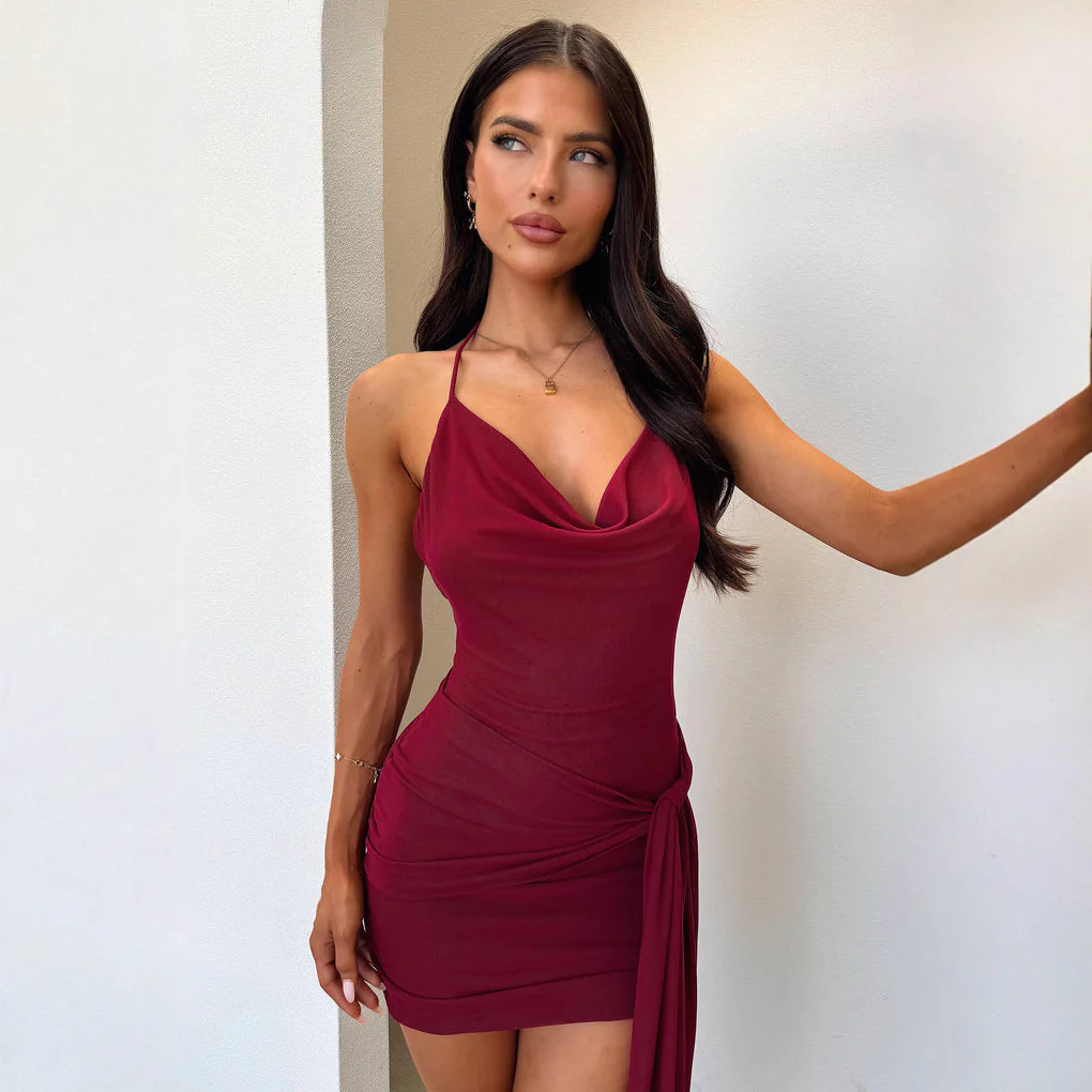 Damen Wickelkleid mit Spaghettiträgern und elegantem asymmetrischen Saum R&B - Image 4