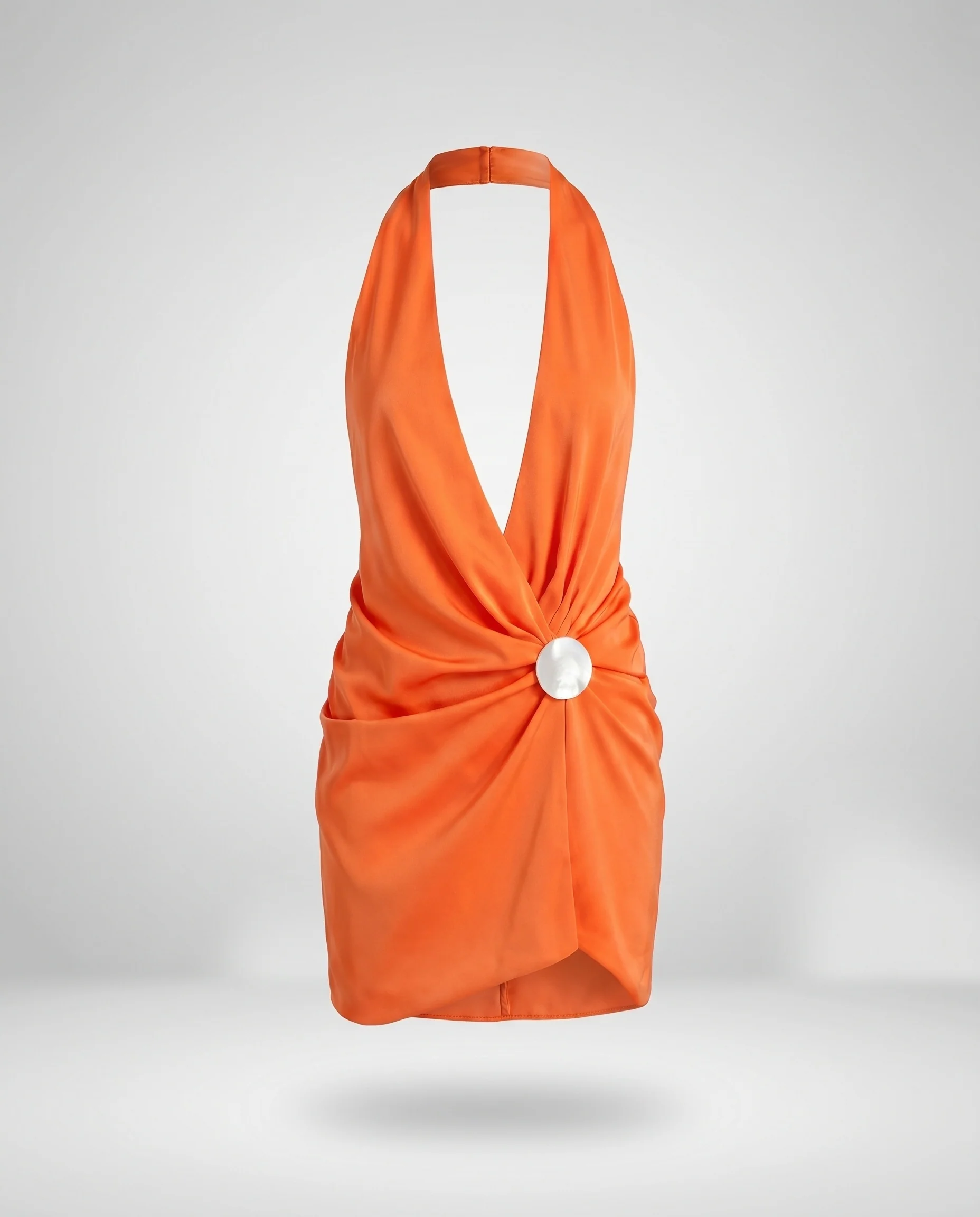Damen Wickelkleid mit tiefem V-Ausschnitt und dekorativem Knopf R&B - Image 12
