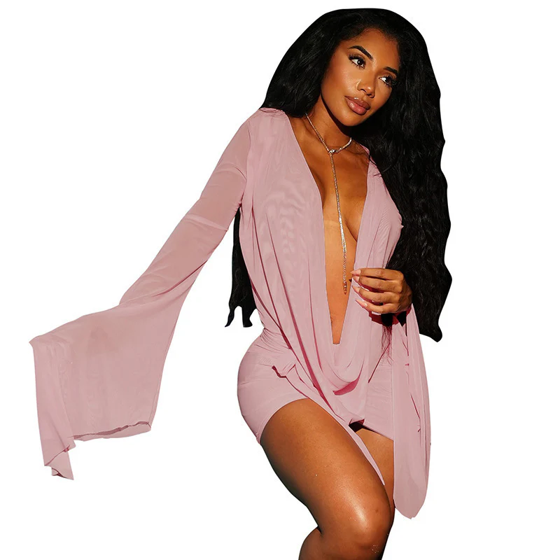 Damen Wickelkleid mit tiefem V-Ausschnitt und langen Ärmeln R&B - Image 5