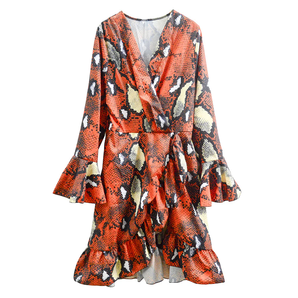Damen Wickelkleid mit trendy Schlammintarsien und artvollen Volantärmeln R&B - Image 5
