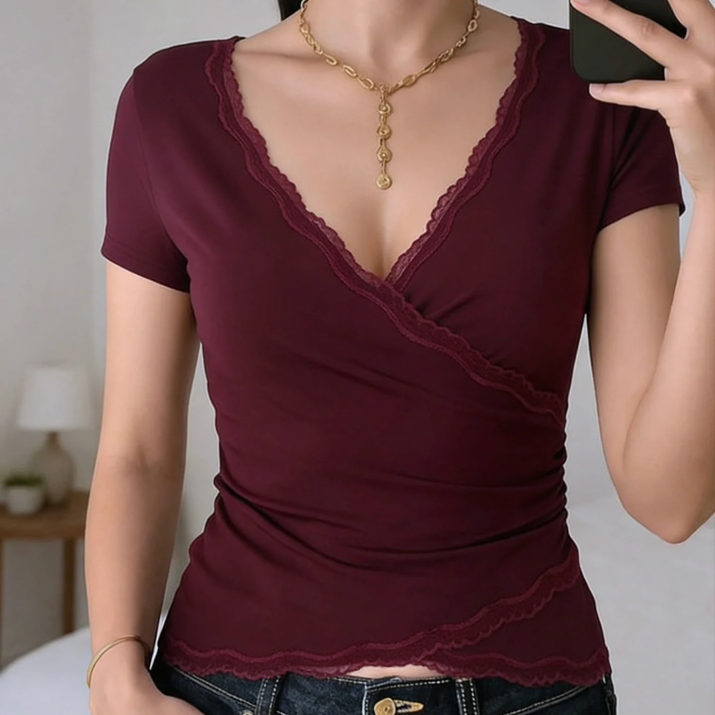 Damen Wickeloberteil mit eleganten Spitzenakzenten R&B - Image 4