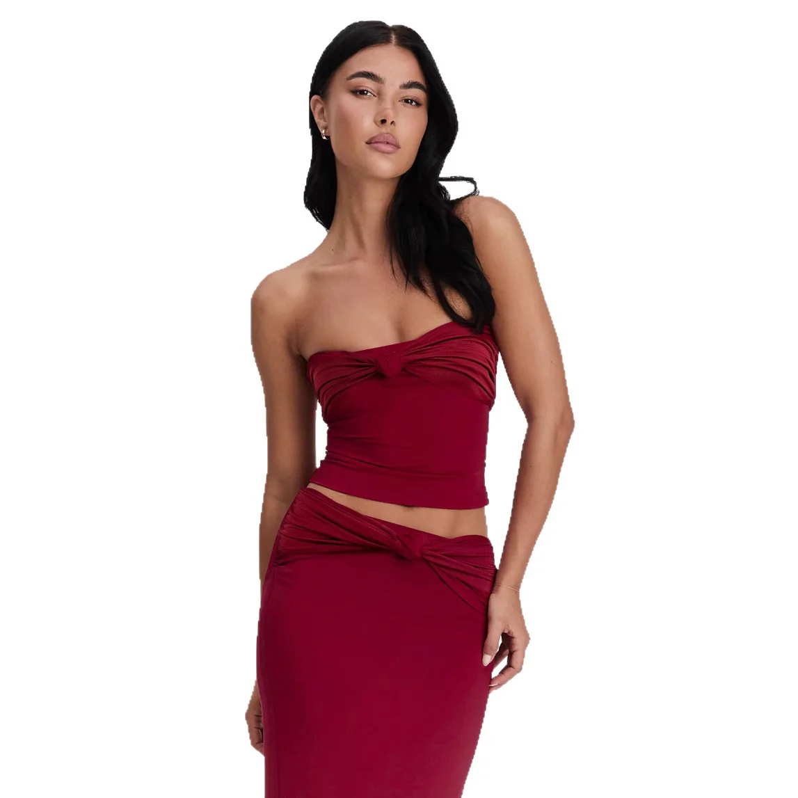 Damen Wickeloberteil mit Knotendetails und figurbetontem Design R&B - Image 5