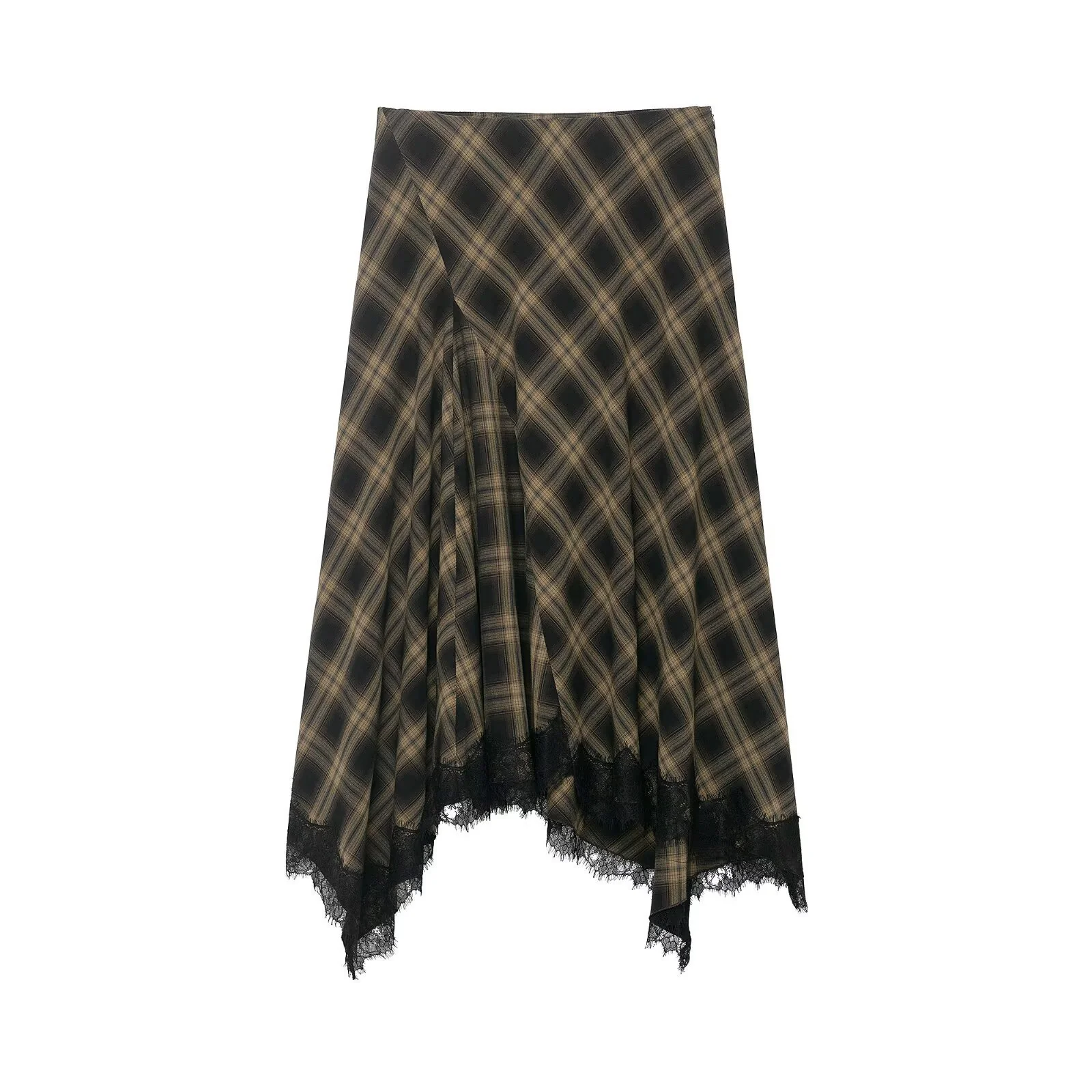 Damen Wickelrock mit eleganter Spitze und modernem Karomuster R&B - Image 6