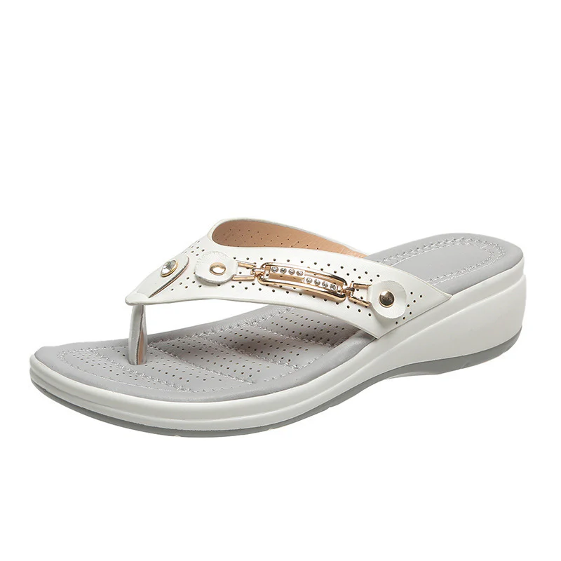 Damen Zehentrenner-Sandalen mit ergonomischem Fußbett und modischen Verzierungen Heidi-Mode - Image 5