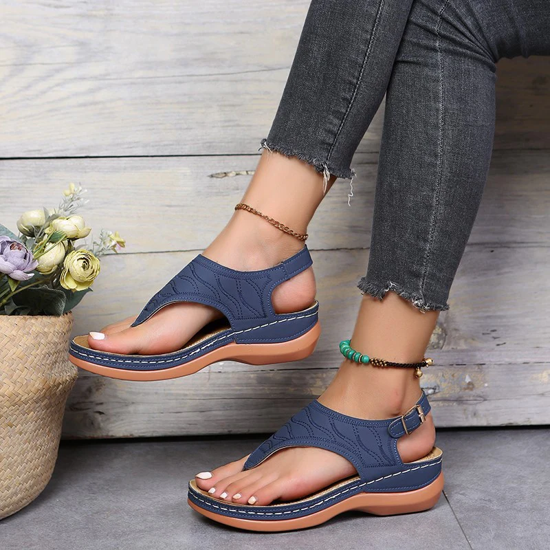 Damen Zehentrenner-Sandalen mit verstellbarem Riemen und ergonomischem Fußbett Heidi-Mode - Image 2