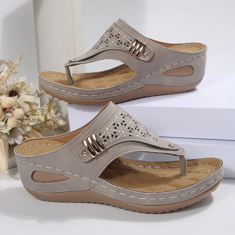 Damen Zehentrenner-Sandalen mit zierlichem Lochmuster und komfortabler Fußbettung R&B - Image 7