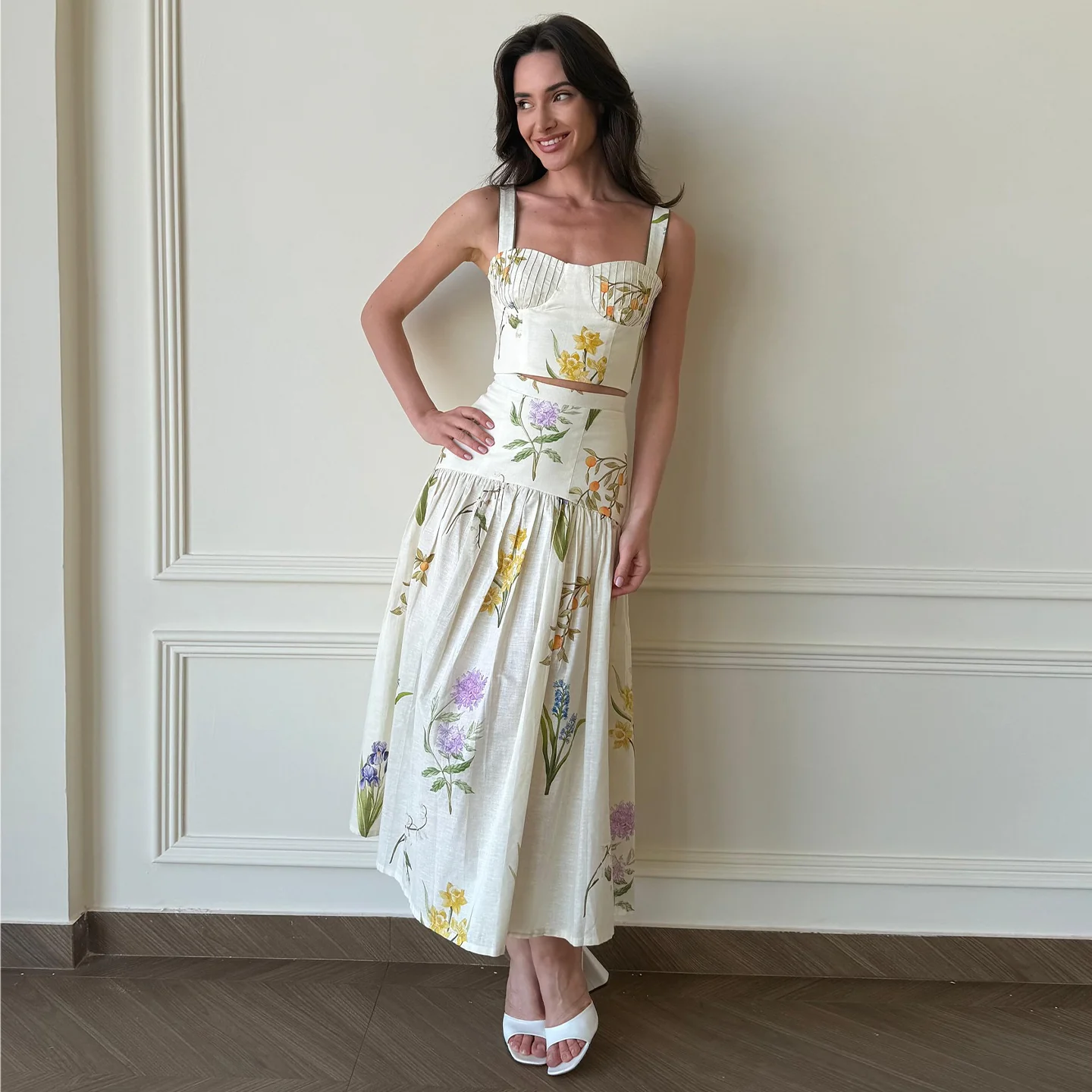 Damen Zweiteiliges Set mit floralen Details und raffiniertem Schnitt R&B