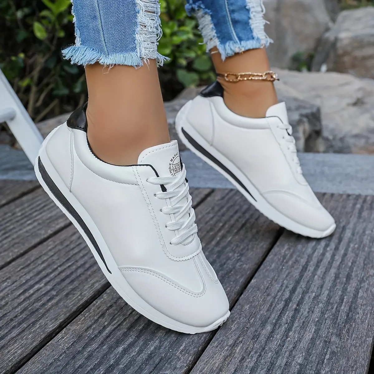Einfarbige Freizeit-Sportschuhe für Damen mit dicken Sohlen R&B R&B - Image 7