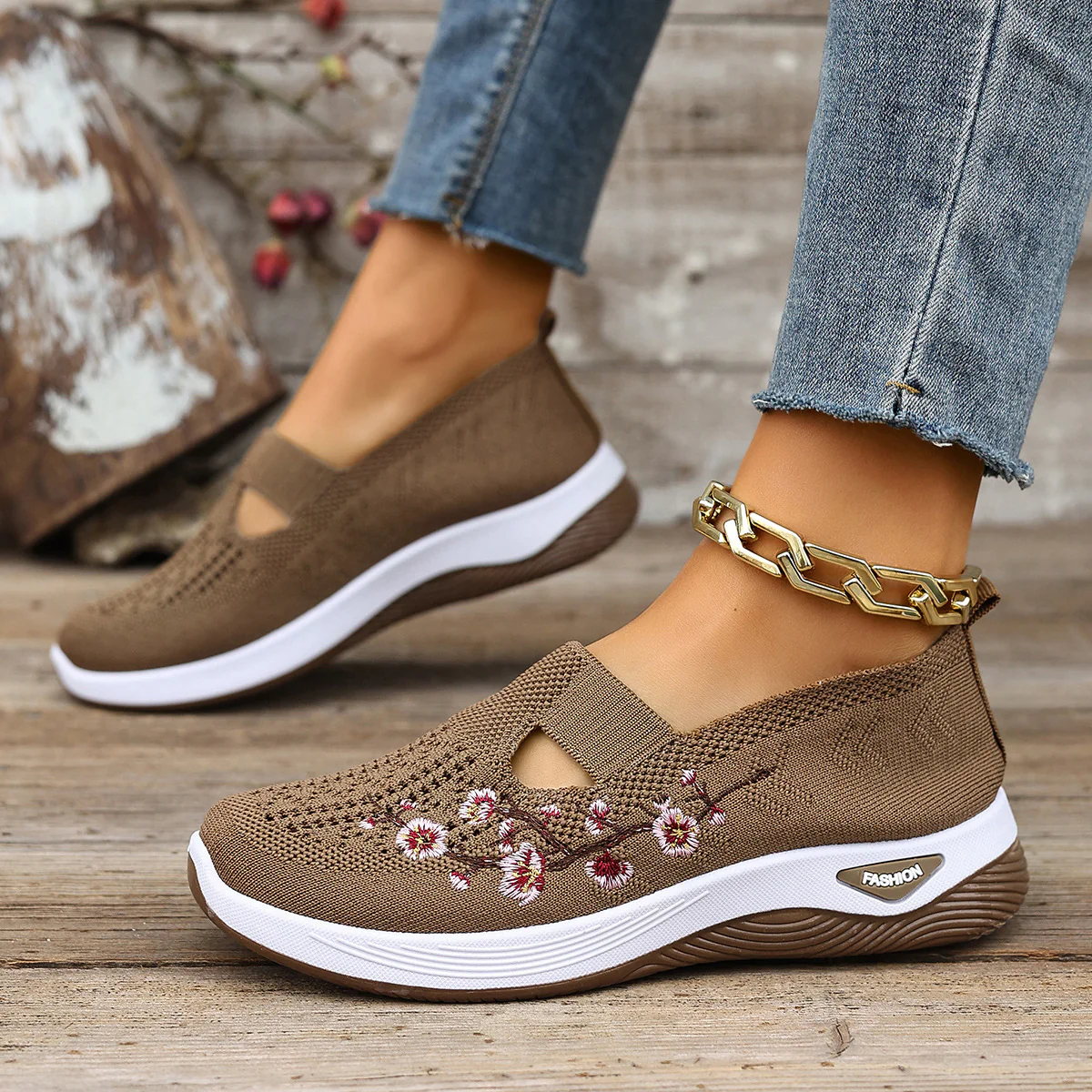 Damen Komfortable Webschuhe mit floralem Design R&B - Image 10