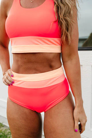 R&B | High Waist Colorblock Marine Cut Back Crop Bikini Set - Image 30