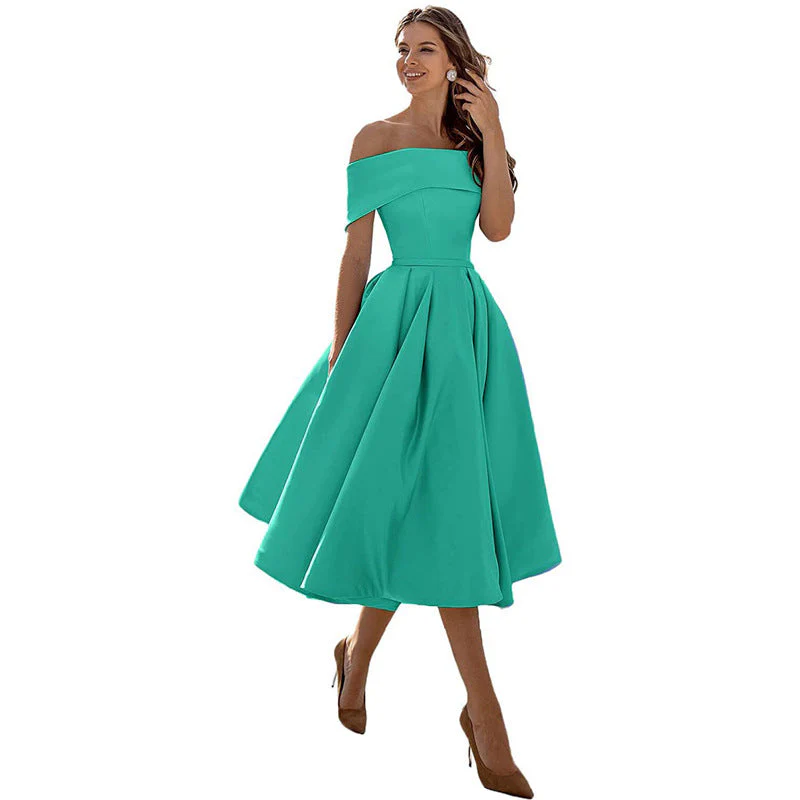 R&B | Legere Mode Satin Cocktailkleid Ohne Träger - Image 6