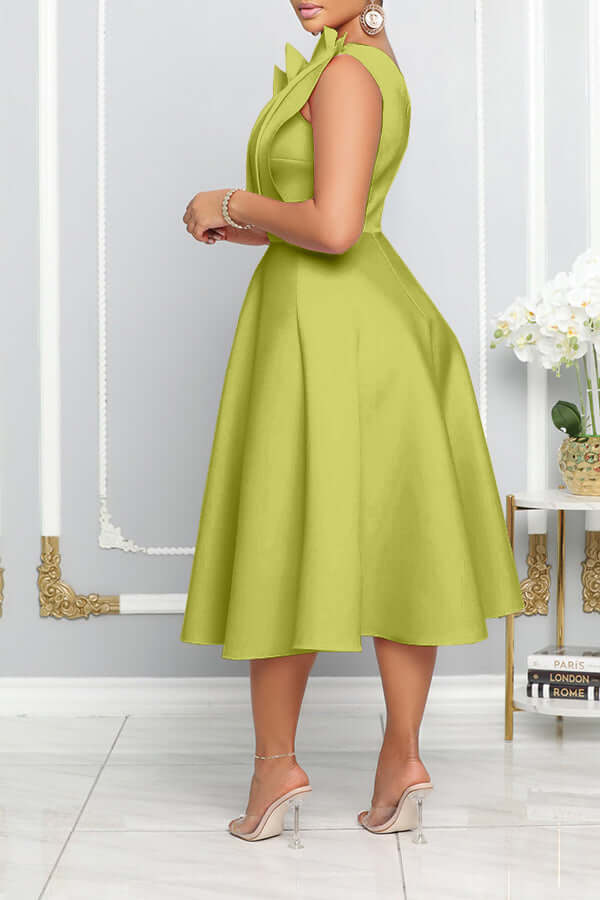 R&B | One Shoulder Midi Kleid Elegante A-Linie Passform Skulpturierte Details Festliche Kleidung - Image 3