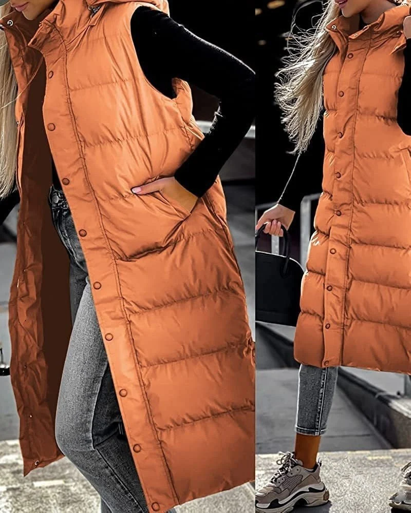 R&B | Ärmellose, Lässige Steppjacke mit Kapuze und Reißverschluss - Image 3