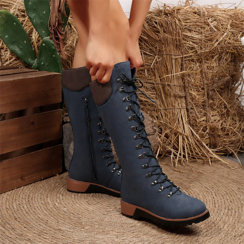 Herbstliche Kniehohe Stiefel mit Schnürung R&B R&B - Image 3
