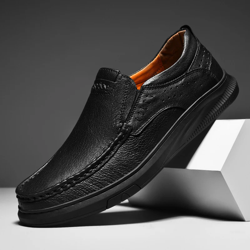 Herren Bequeme Slip-On Schuhe aus Leder mit rutschfester Sohle R&B - Image 3