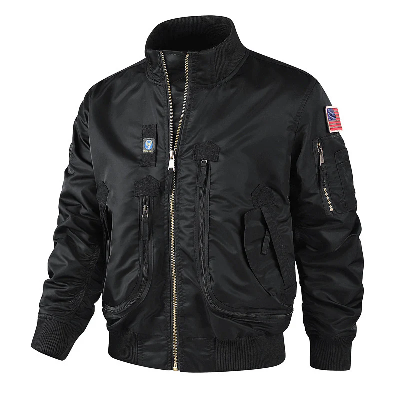 Herren bomberjacke mit hohem Kragen und multifunktionalen Taschen R&B - Image 3