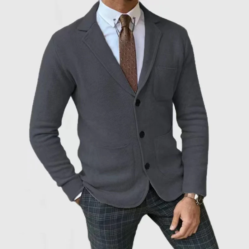 Herren lässige Strickjacke mit Knopfleiste und aufgesetzten Taschen R&B - Image 12
