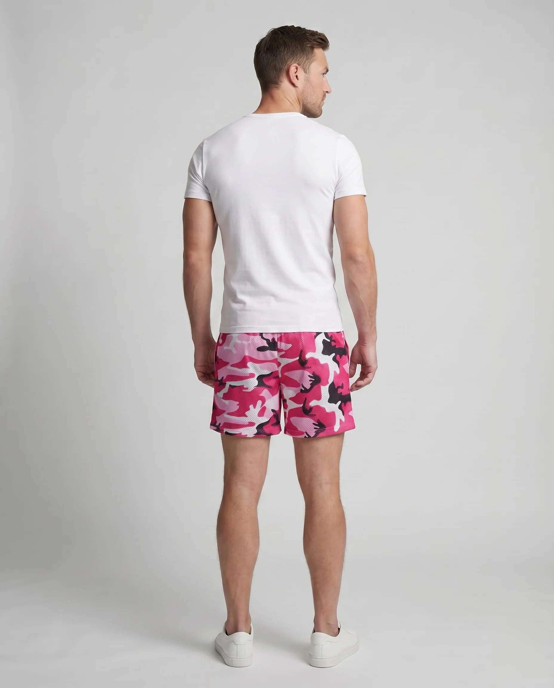Herren Netz-Trainingshose Kurz Elastikbund Logo-Applikation - Image 4