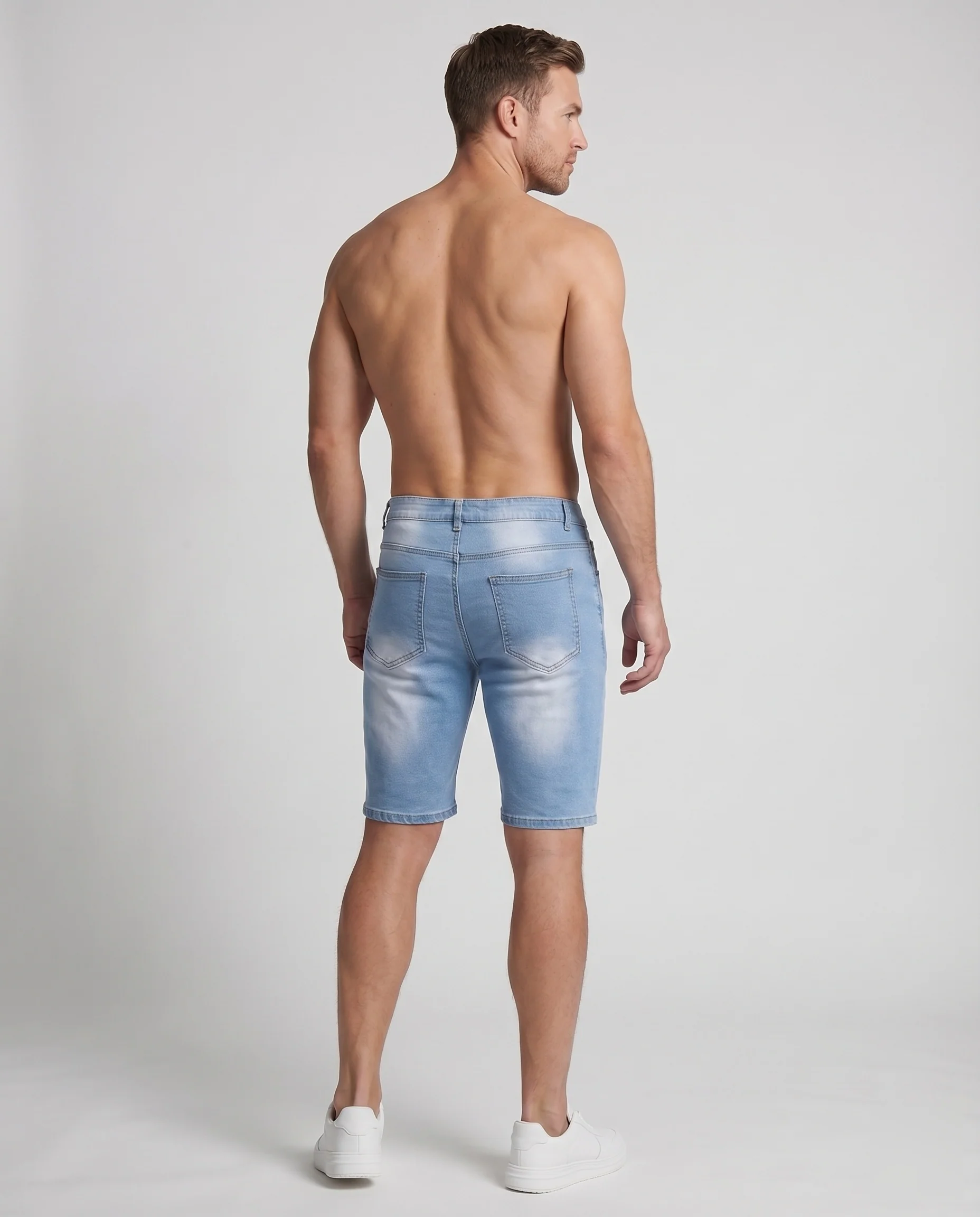 Herren Jeansshorts Eng Geschnitten Vorgewaschen Optik - Image 4