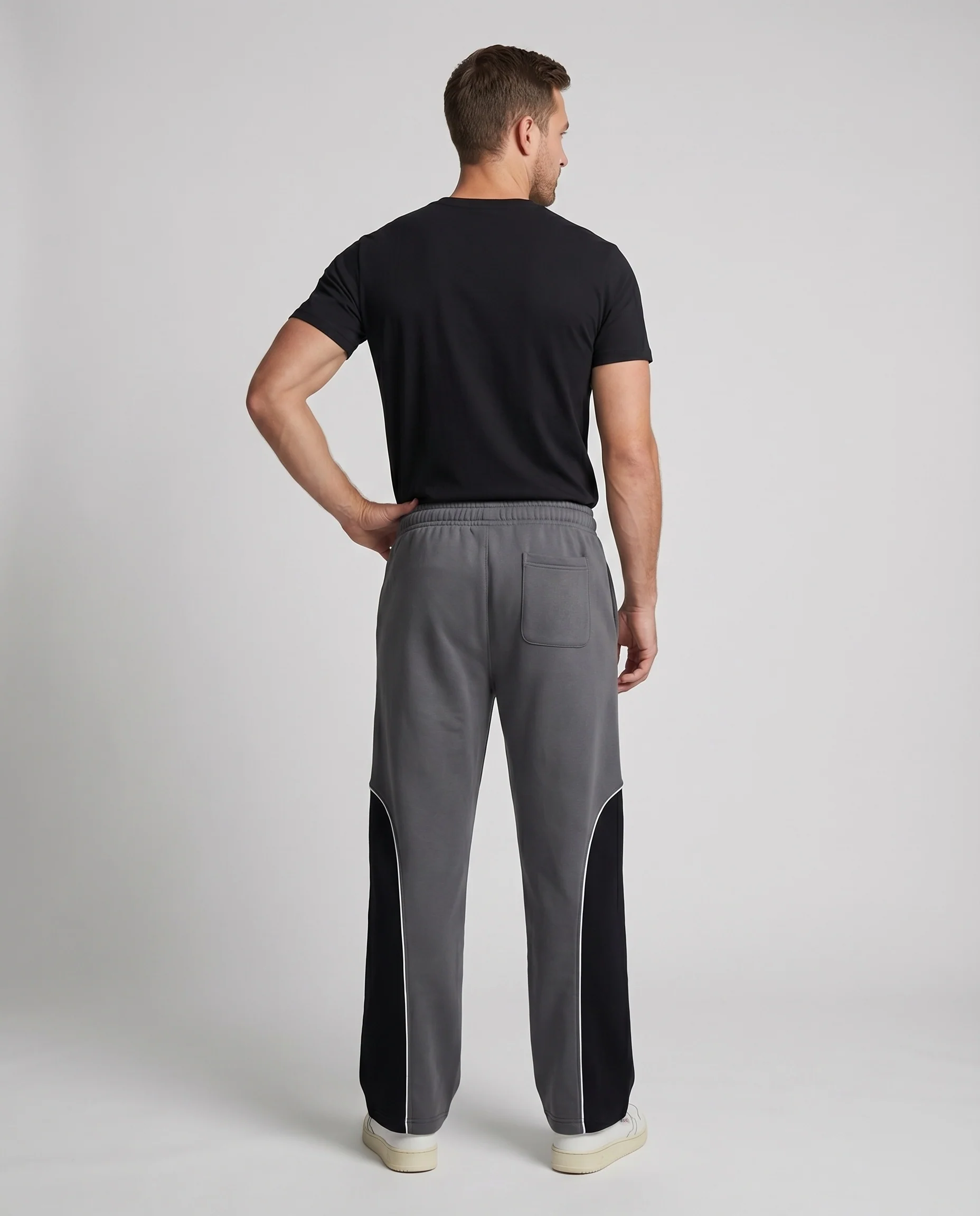 Herren Sportliche Geschwungene Kontrastbahnen Sweat Lounge-Sweathose - Image 4